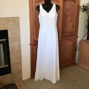 Lenovia White Gown with Beaded and Flower Accents